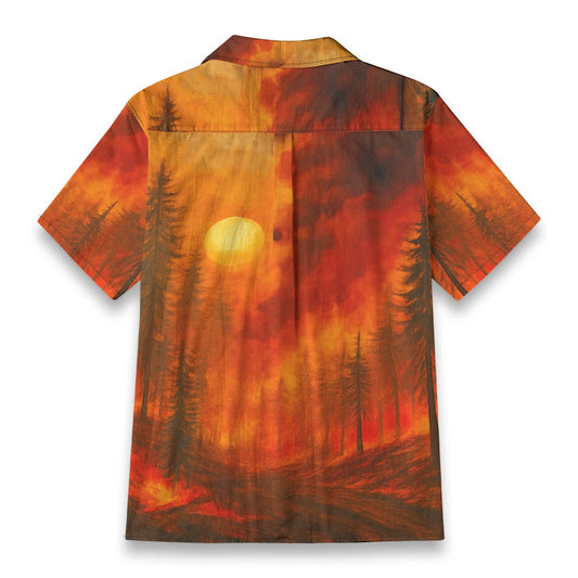 Torched Timber - All-Over Print Men's Casual Hawaiian Short Sleeve Shirt