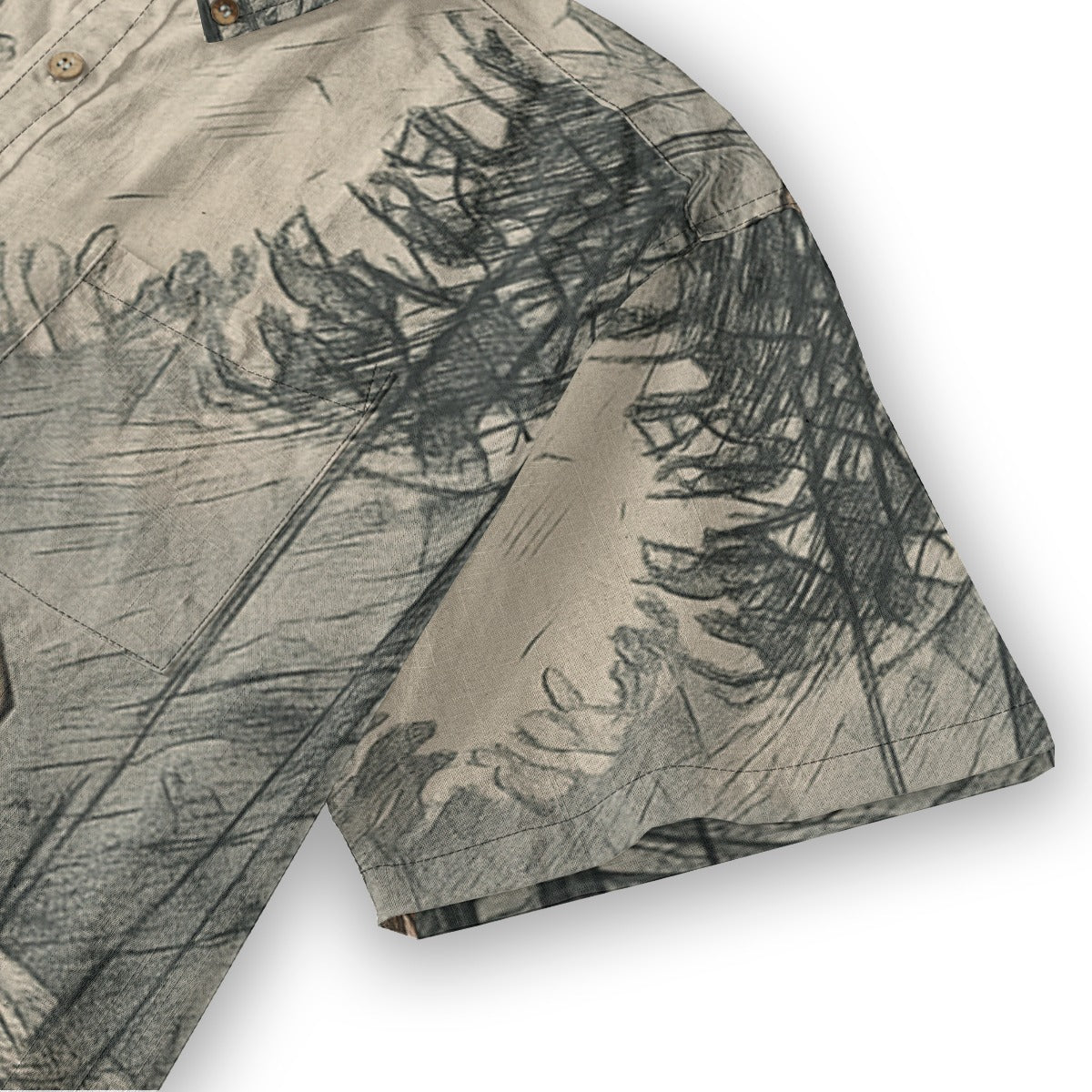 Hut w/ Forest - All-Over Print Men's Breathable Cotton Shirt