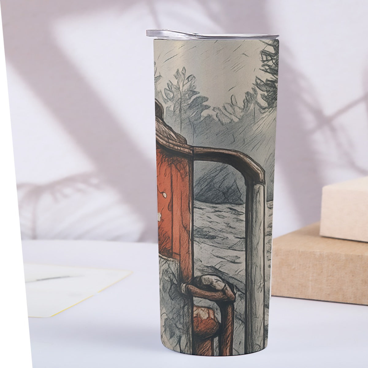 Hut w/ Forest - Custom 20OZ Straight Cup With Sliding Lid