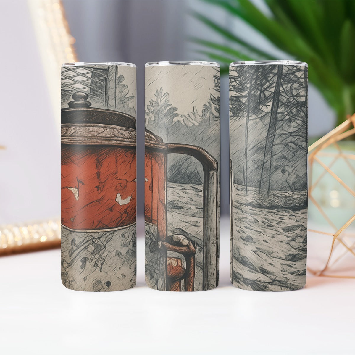 Hut w/ Forest - Custom 20OZ Straight Cup With Sliding Lid