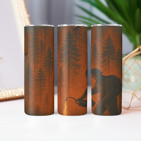 Fireman w/ Forest - Custom 20OZ Straight Cup With Sliding Lid