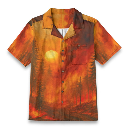 Torched Timber - All-Over Print Men's Casual Hawaiian Short Sleeve Shirt