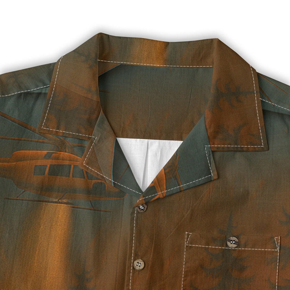 Fireman Extinguishing w/ Helicopter - All-Over Print Men's Casual Hawaiian Short Sleeve Shirt