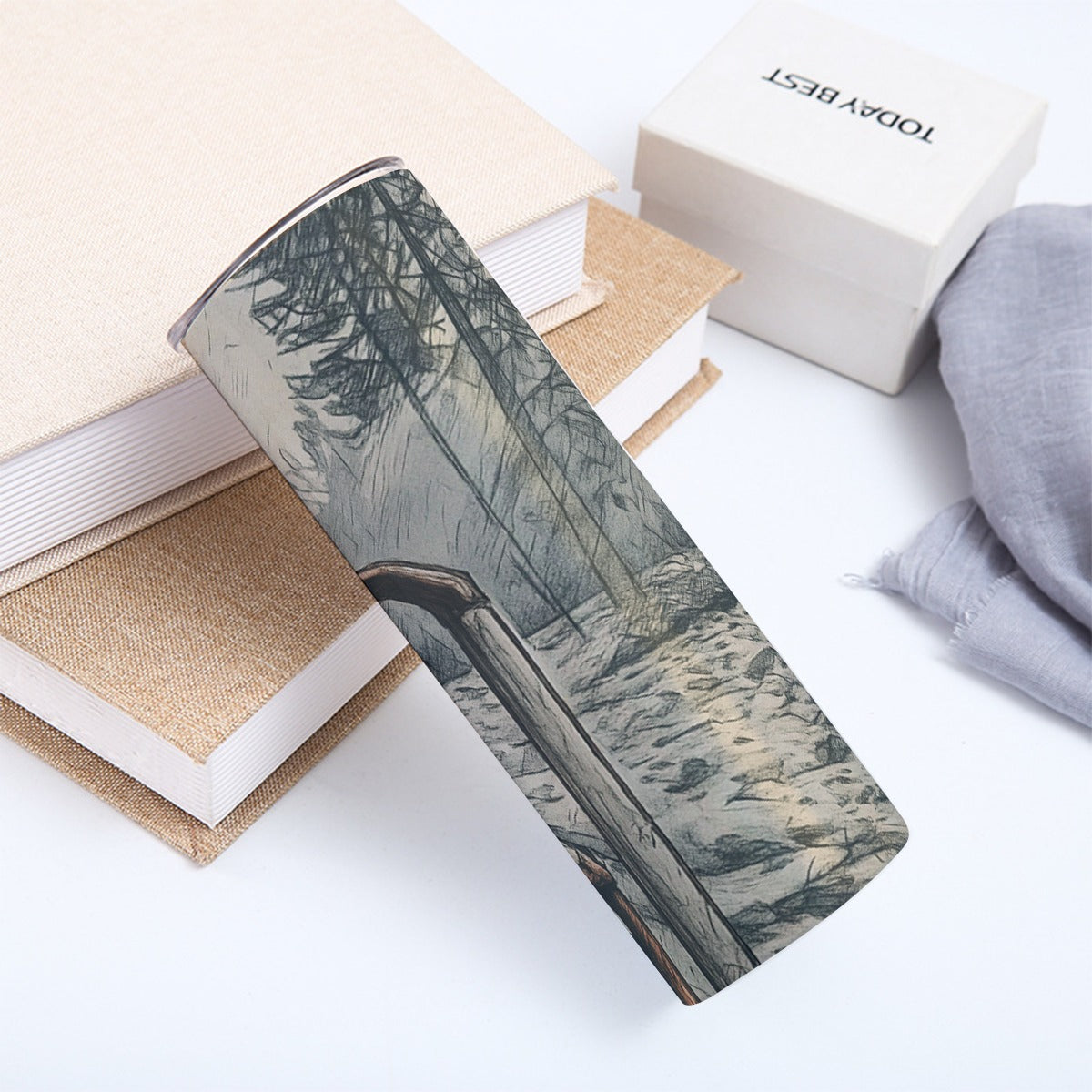 Hut w/ Forest - Custom 20OZ Straight Cup With Sliding Lid