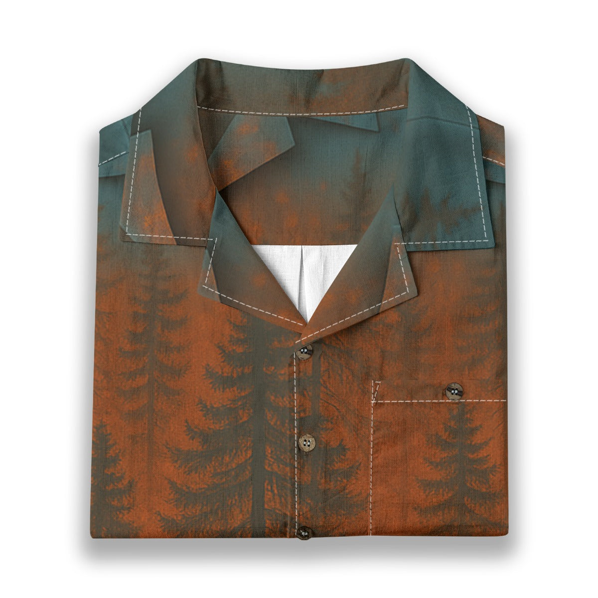 Fireman w/ Forest - All-Over Print Men's Casual Hawaiian Short Sleeve Shirt