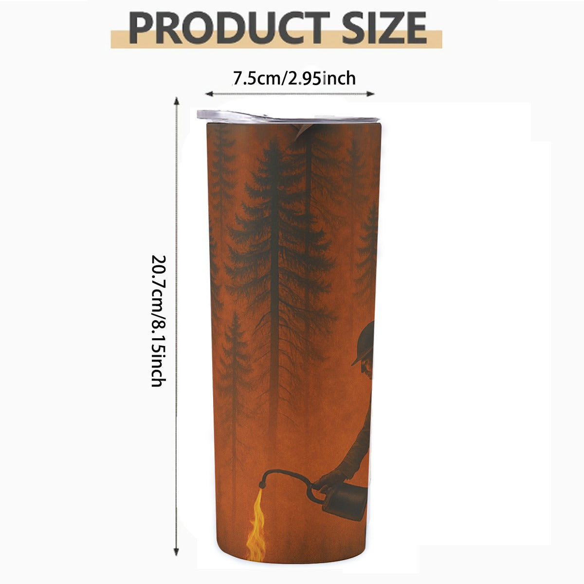 Fireman w/ Forest - Custom 20OZ Straight Cup With Sliding Lid