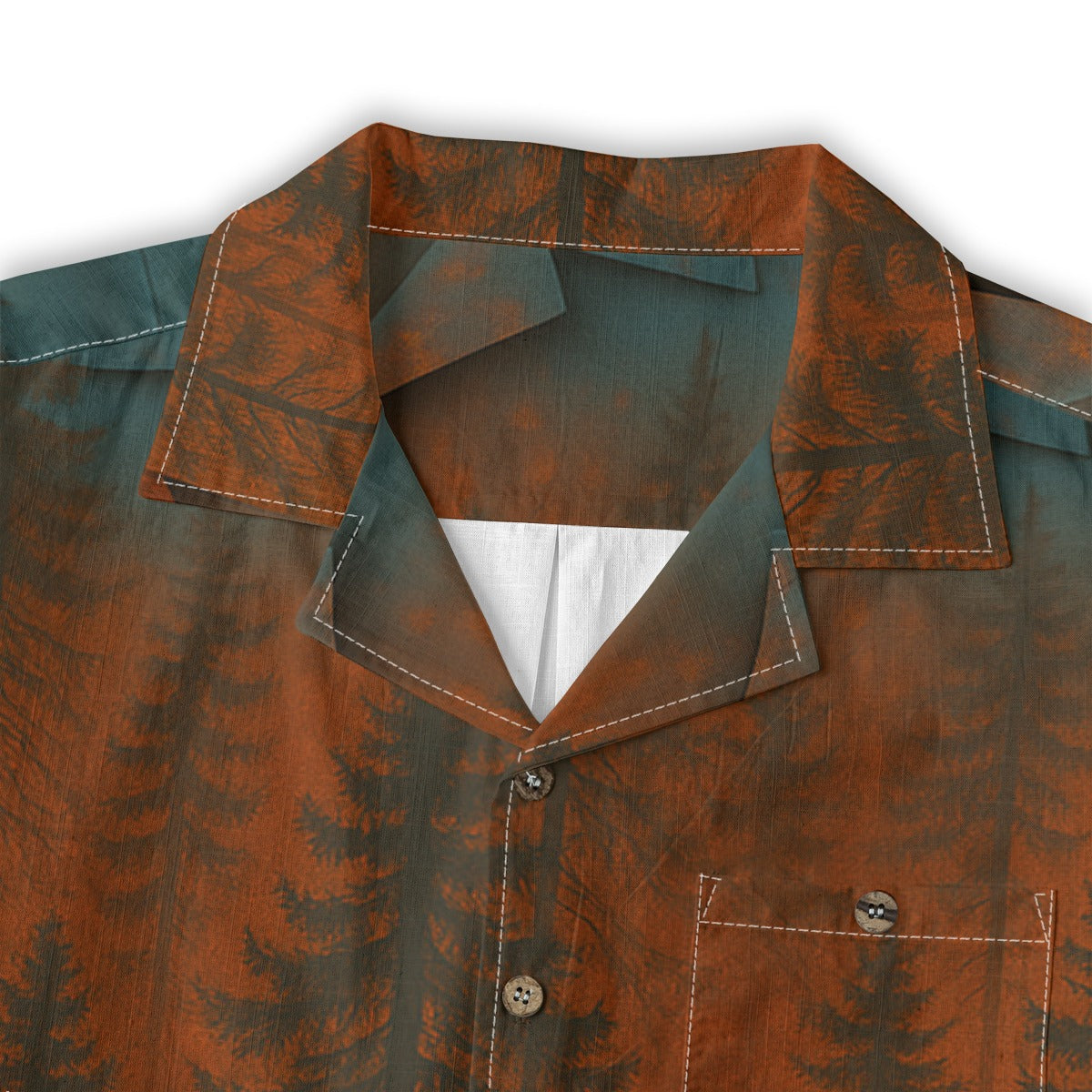 Fireman w/ Forest - All-Over Print Men's Casual Hawaiian Short Sleeve Shirt