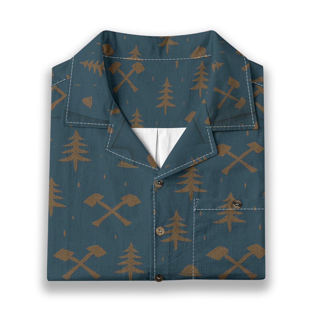 Pine & Steel - All-Over Print Men's Casual Hawaiian Short Sleeve Shirt