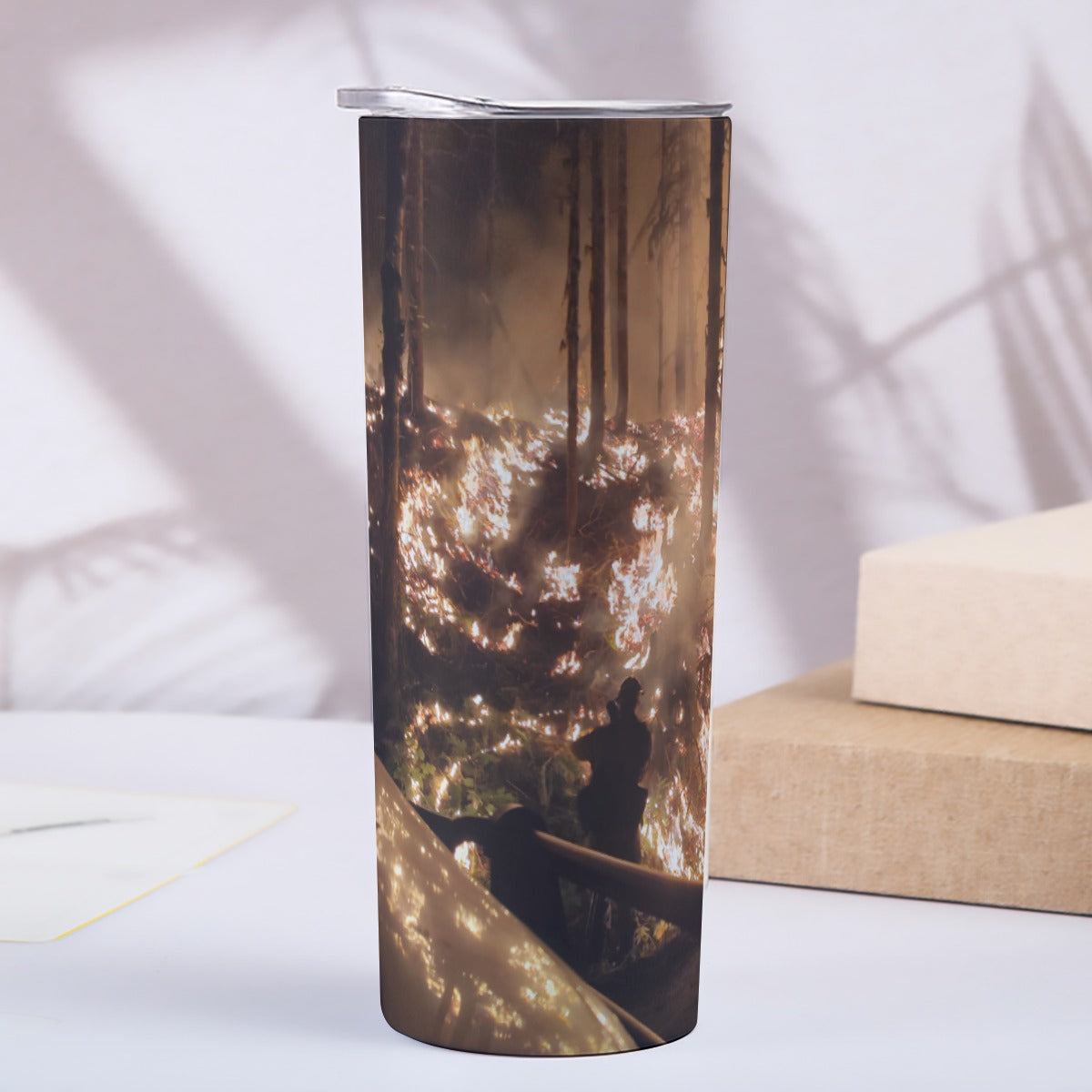 Vintage Burning Forest - Custom 20OZ Straight Cup With Sliding Lid