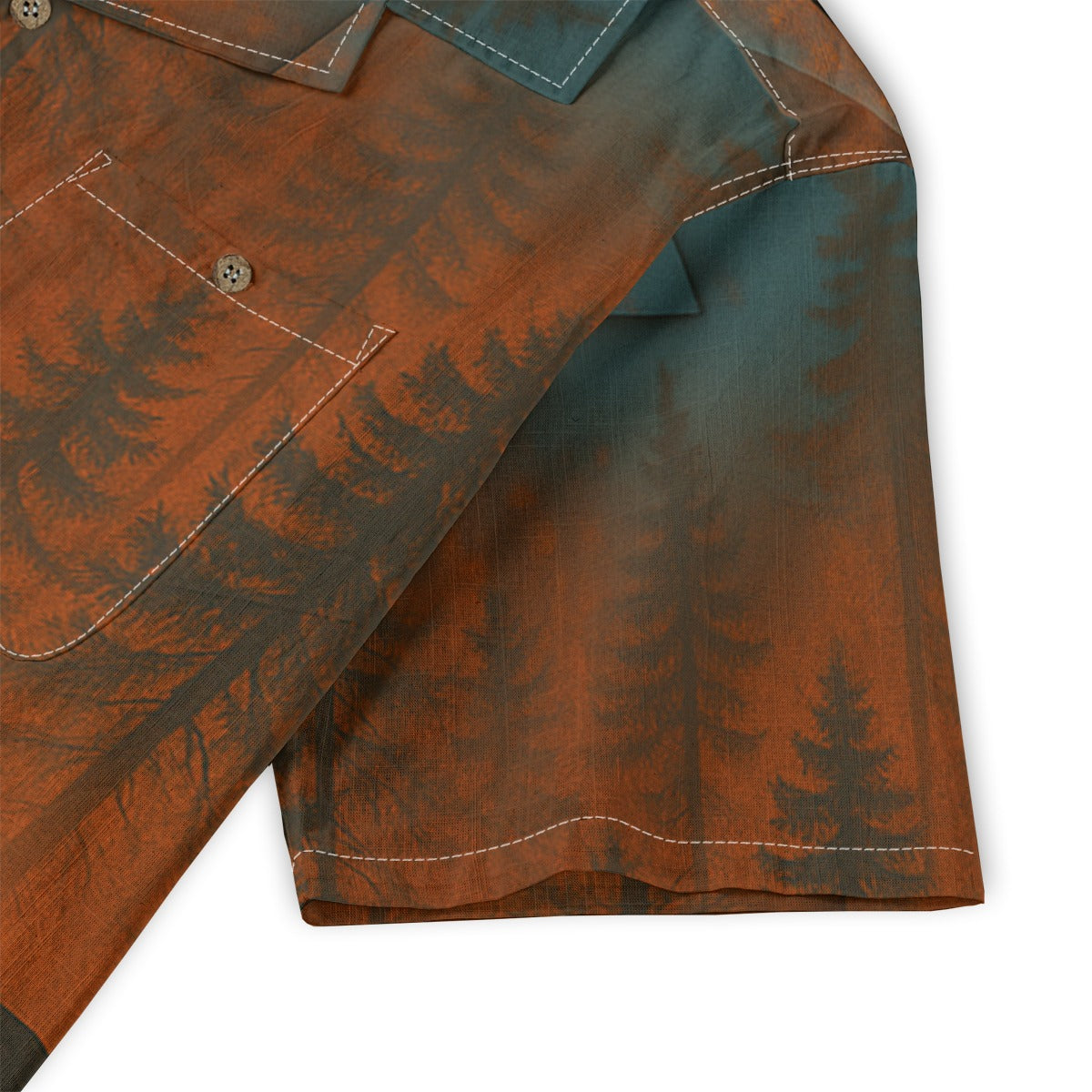 Fireman w/ Forest - All-Over Print Men's Casual Hawaiian Short Sleeve Shirt